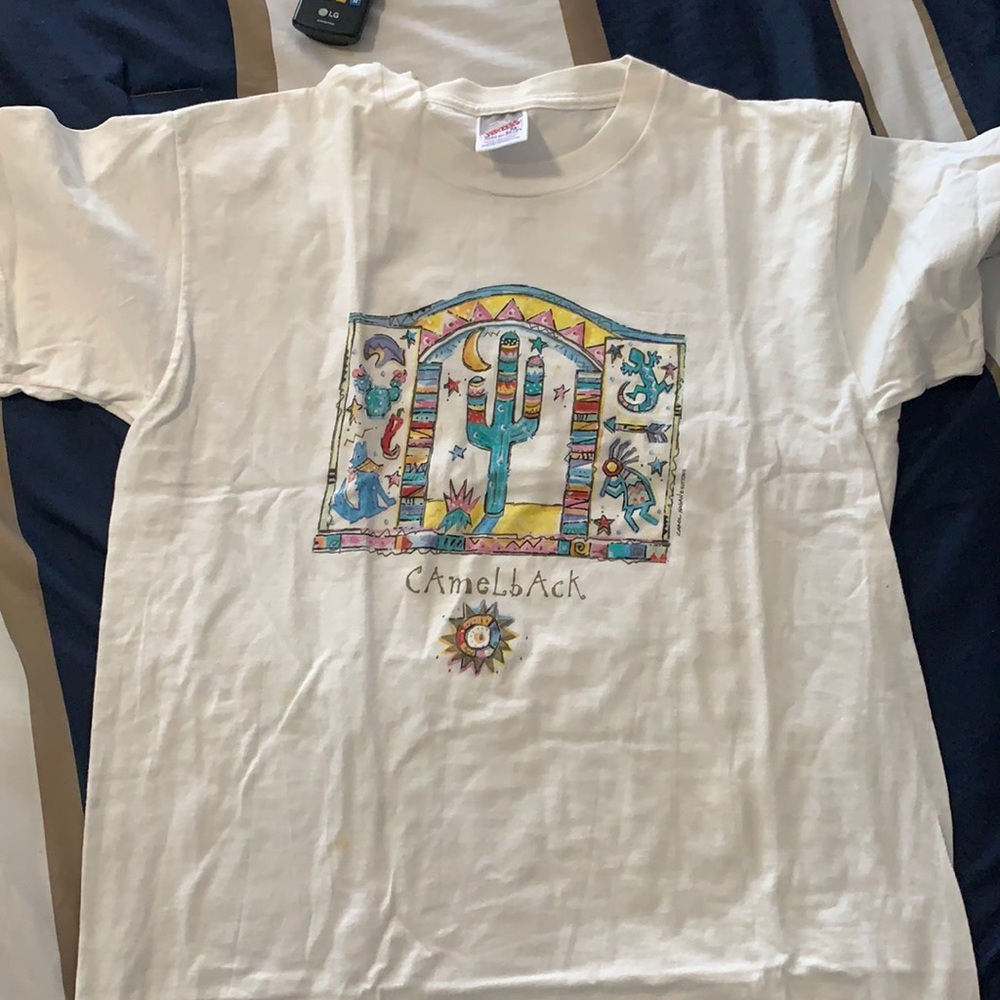 This is a medium white shirt from Jerzees